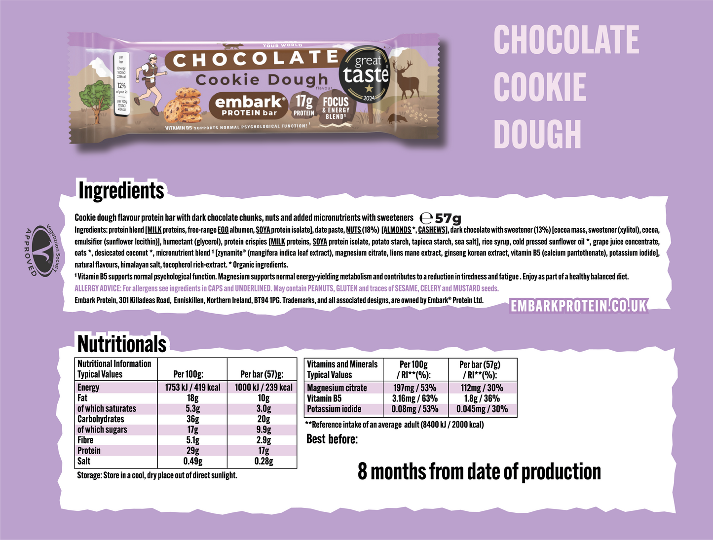 12 x Chocolate Cookie Dough Natural Protein Bars